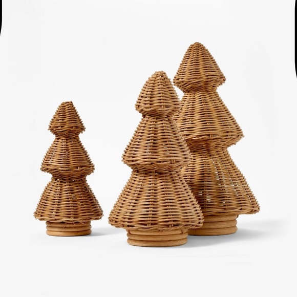 Set of 3 Rattan Basket Weave Woven Christmas Tree Threshold Target Studio McGee - Picture 3 of 4